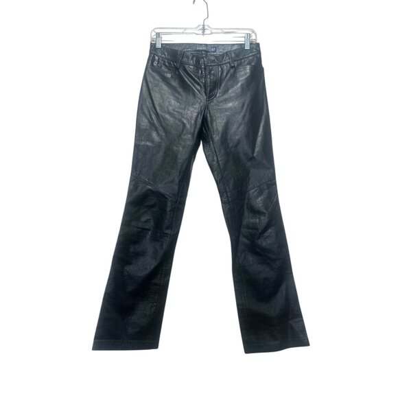 Vintage Gap Real Leather Bootcut Pants Size 2 Black Dark Academia Grunge Western
